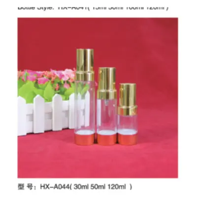 Bộ chai hút chân không acrylic trong nắp vàng HX-A044 – mã NXT1622