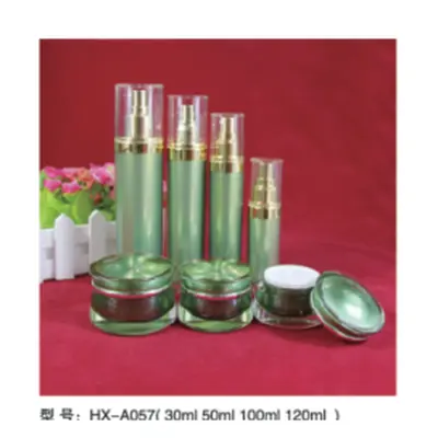 Bộ chai + hũ acrylic xanh lá nắp vàng HX-A057 – mã NXT1627