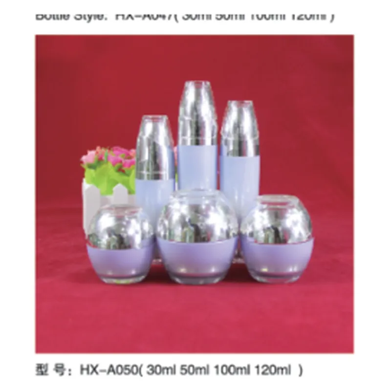 Bộ chai + hũ acrylic tím bạc dáng cầu HX-A050 – mã NXT1629