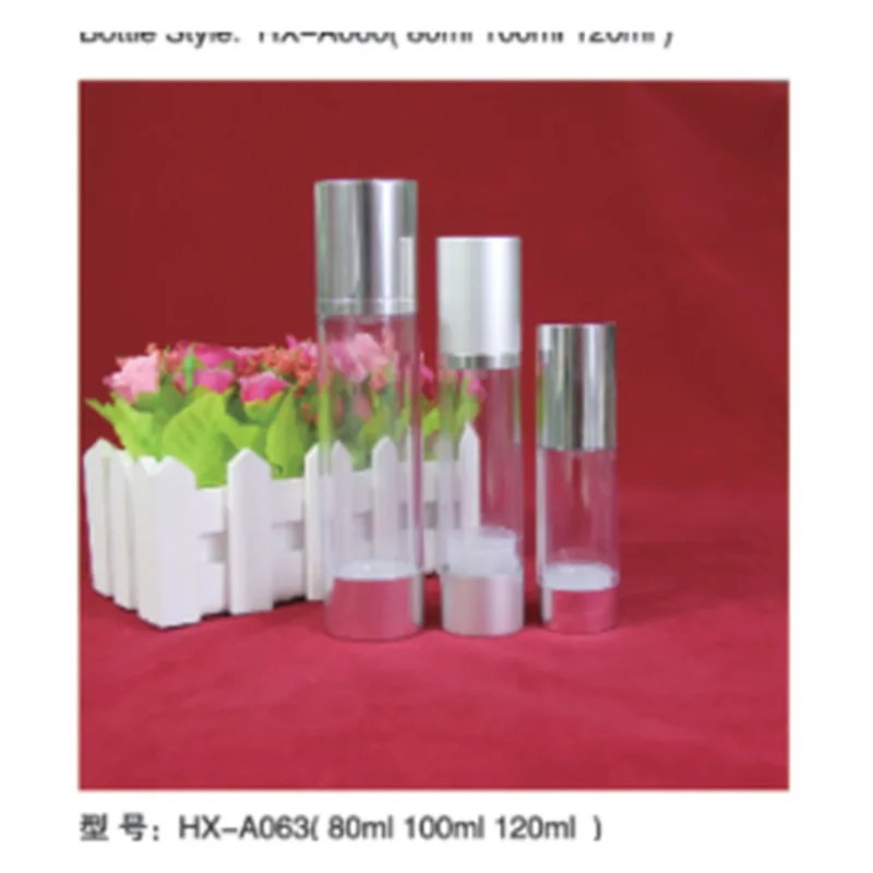 Bộ chai hút chân không acrylic trong nắp bạc HX-A063 – mã NXT1639