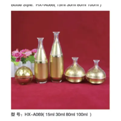 Bộ chai + hũ acrylic vàng kim dáng bình HX-A069 – mã NXT1644