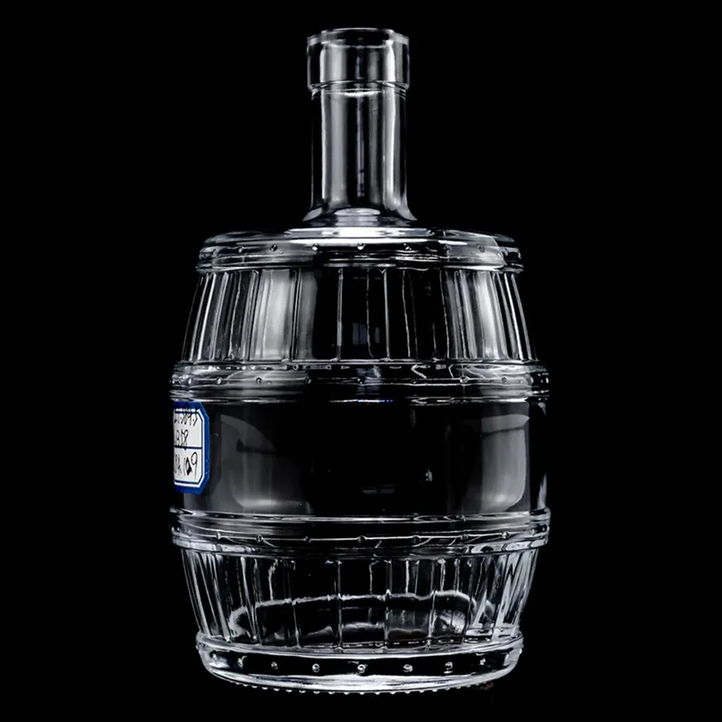 Chai rượu thủy tinh dáng thùng gỗ 750ml – mã NXW0003
